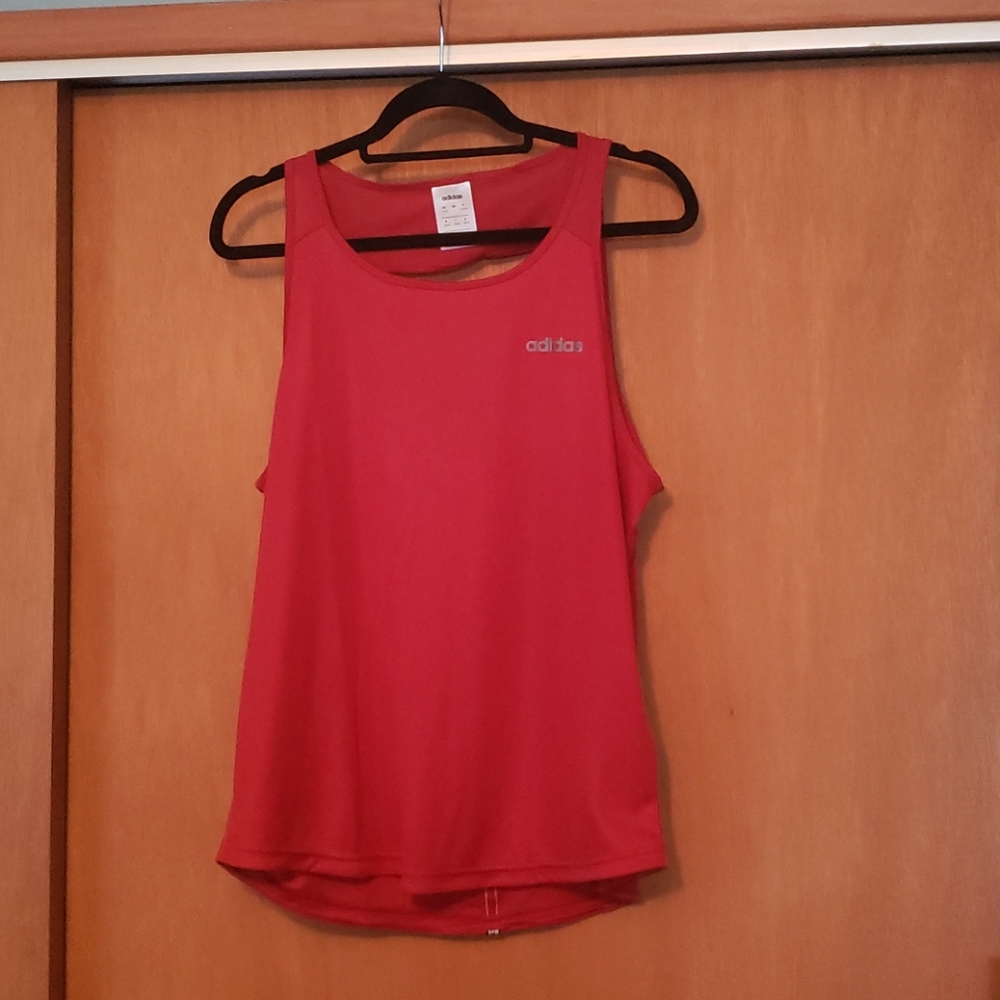 Adidas dark red workout tank top